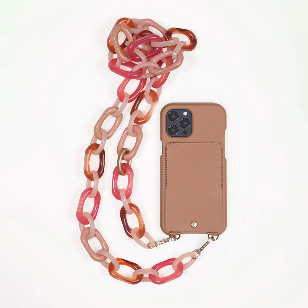 LOU Camel Leather Case & CHIARA Pink-Nude Chain