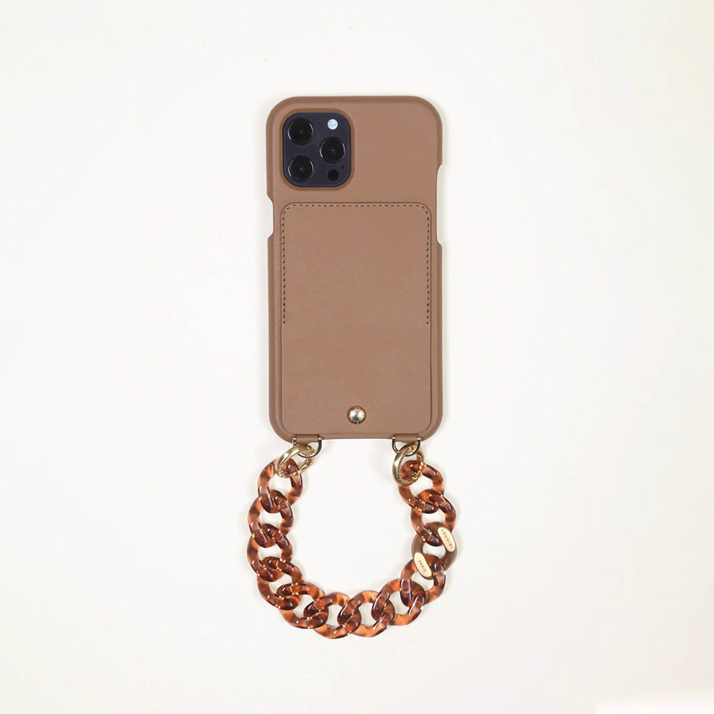 LOU Camel Leather Case & PETIT ZOE Amber Chain