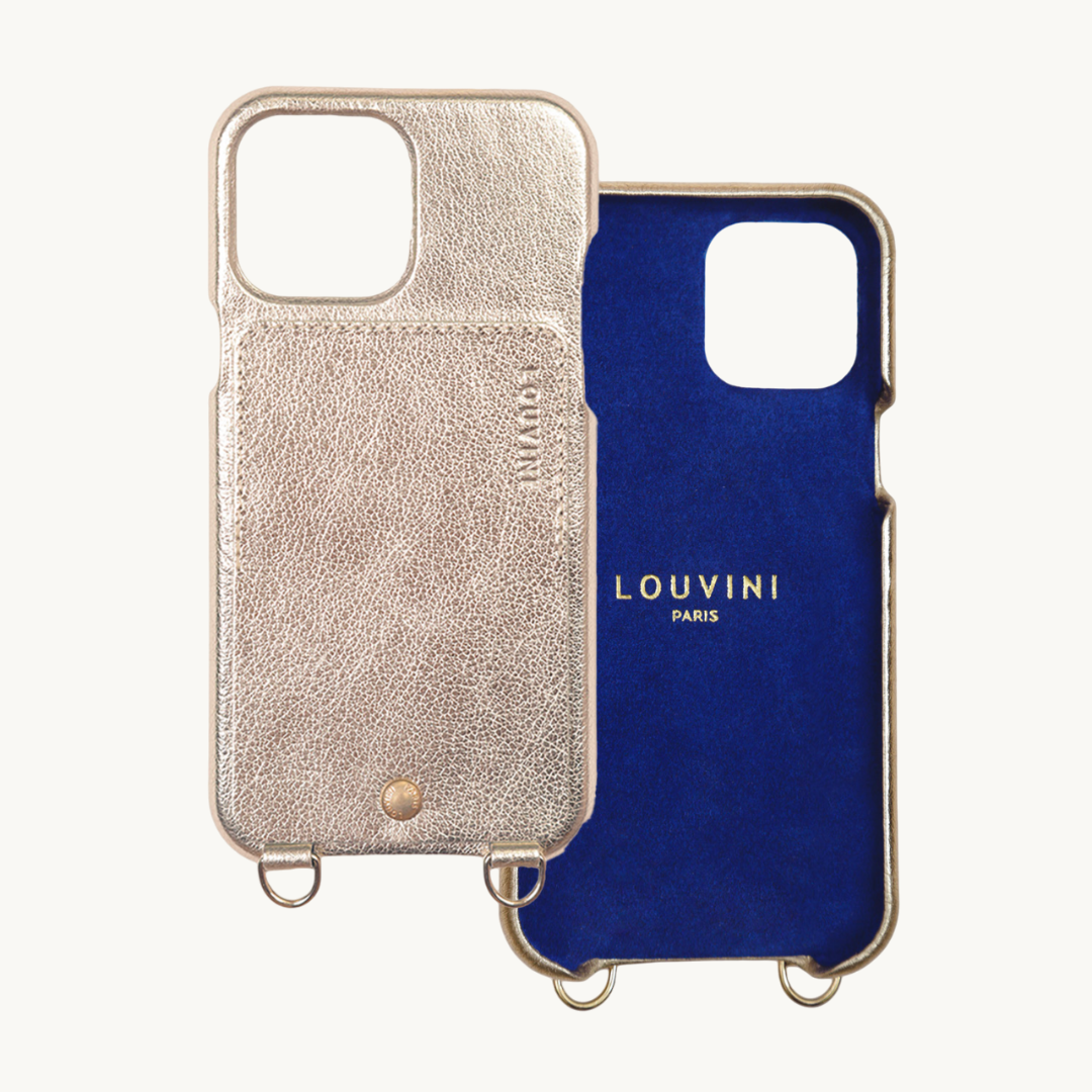 coque en cuir métallisé doré argenté pour iphone