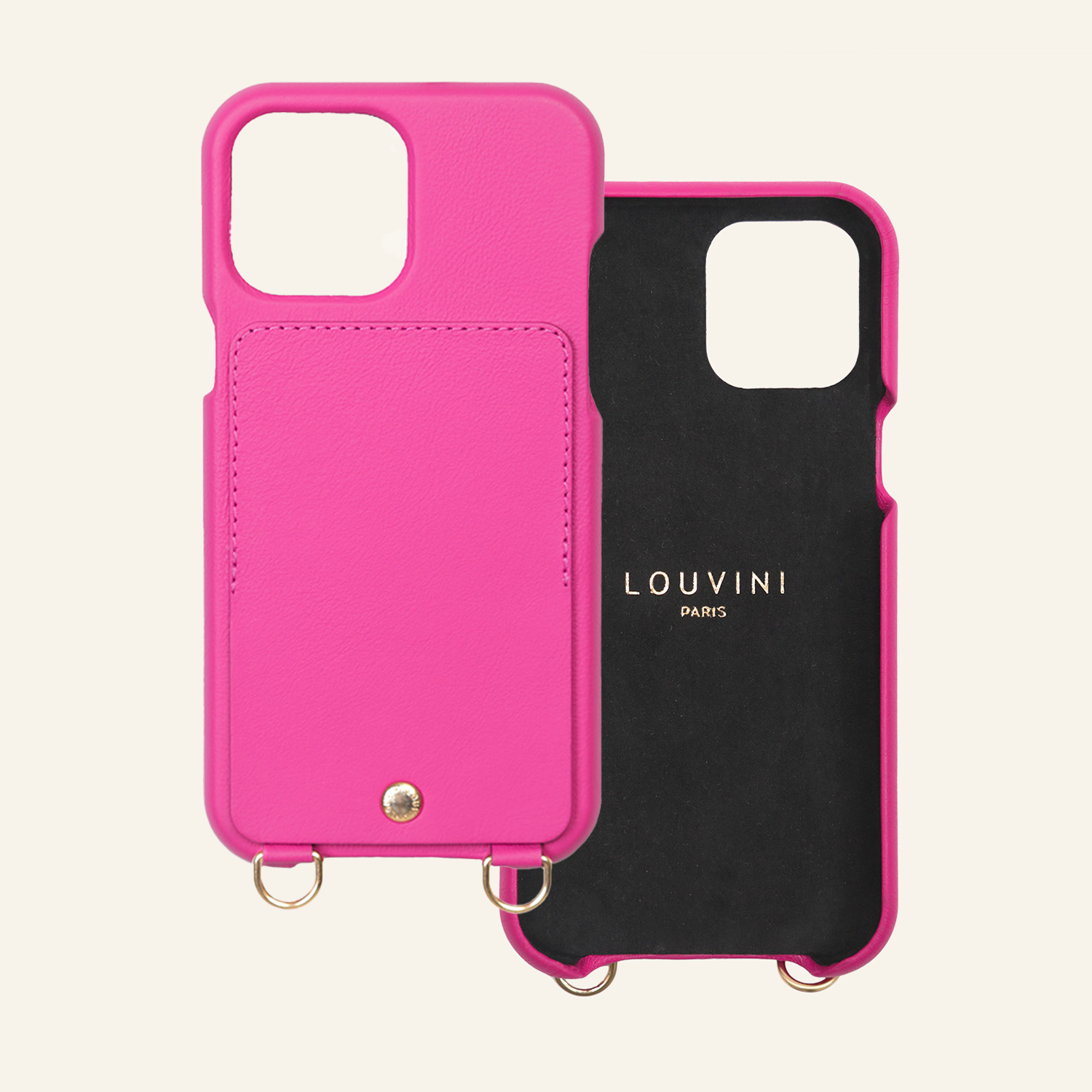 LOU Fuchsia Leather Case & CUORE Pink-Red Chain