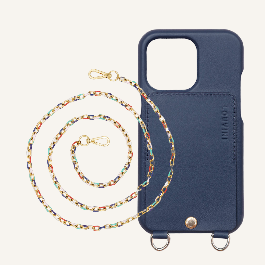 LOU Navy Leather Case & MIA Multicolor Chain