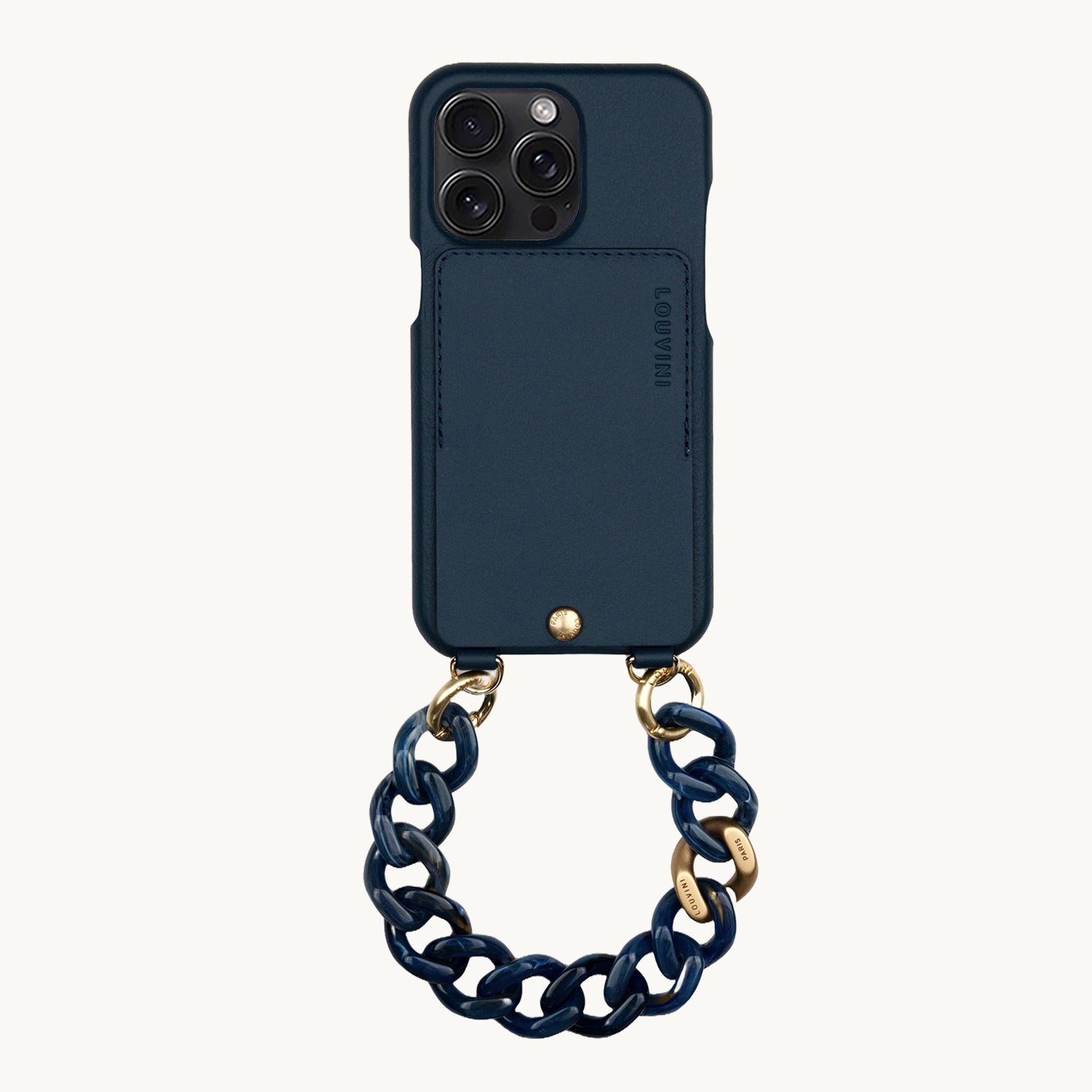 Étui Lou iPhone Marine & Chaîne Petit Zoe Marine