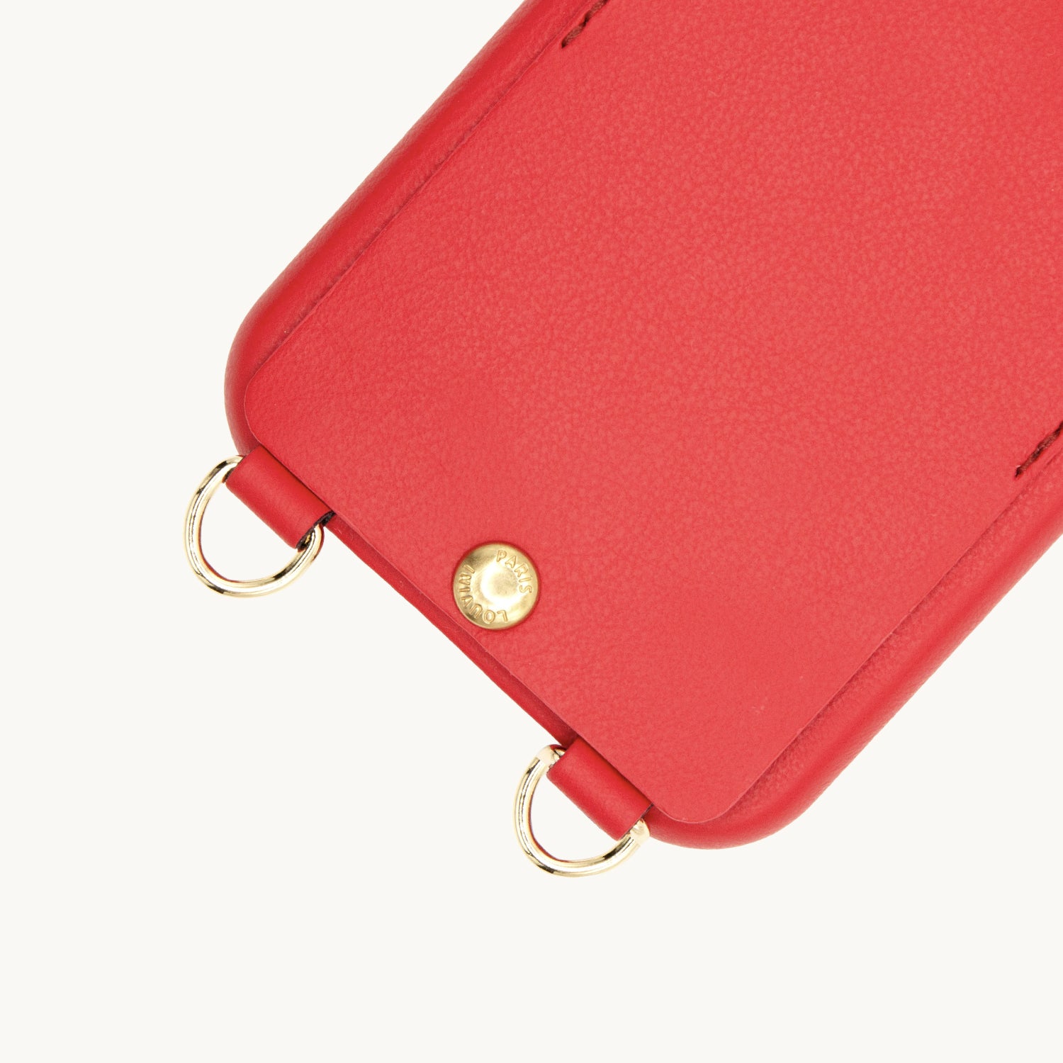 Coque iPhone cuir porte carte avec anneaux LOU Rouge