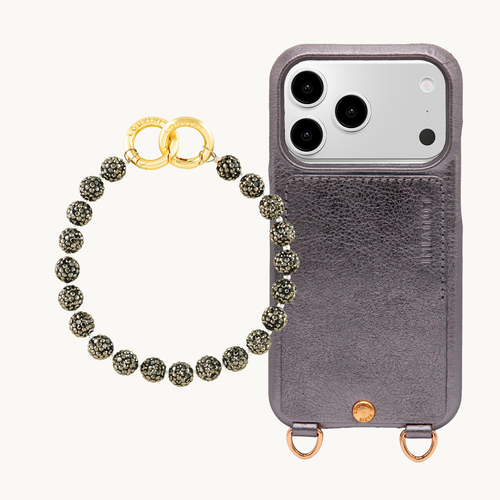 Coque iPhone LOU Anthracite & Bracelet PETIT DAISY Anthracite