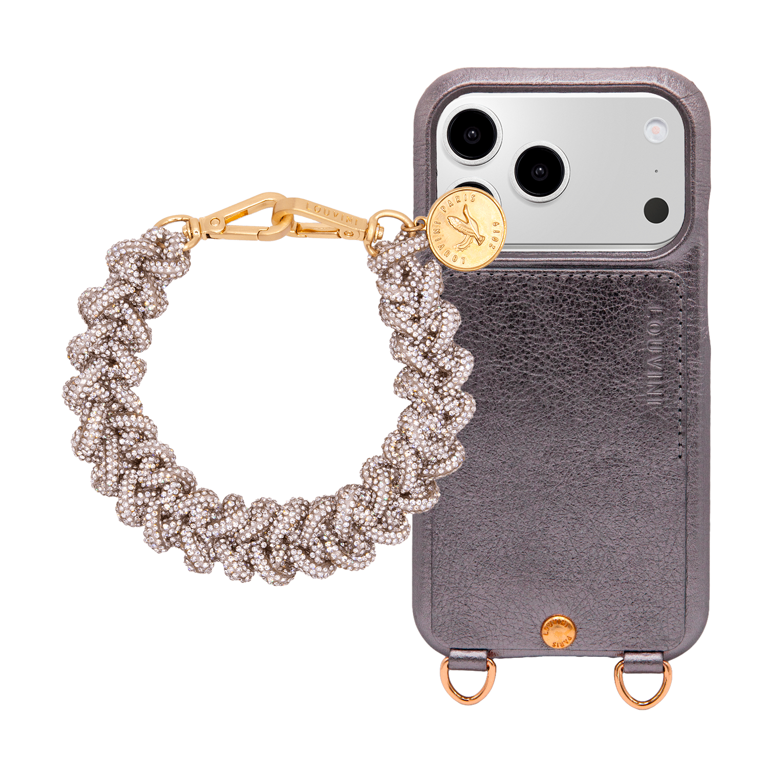 Coque iPhone LOU Anthracite & Bracelet PETIT SCARLETT Argenté