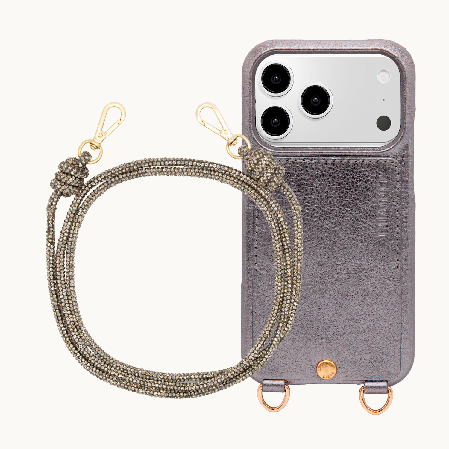 Coque iPhone LOU Anthracite Métallisé & Cordon KIM Anthracite