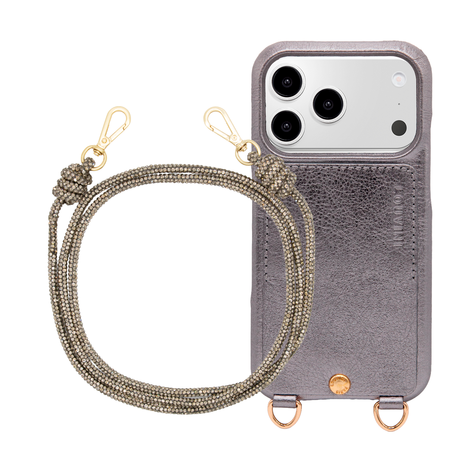 Coque iPhone LOU Anthracite Métallisé & Cordon KIM Anthracite