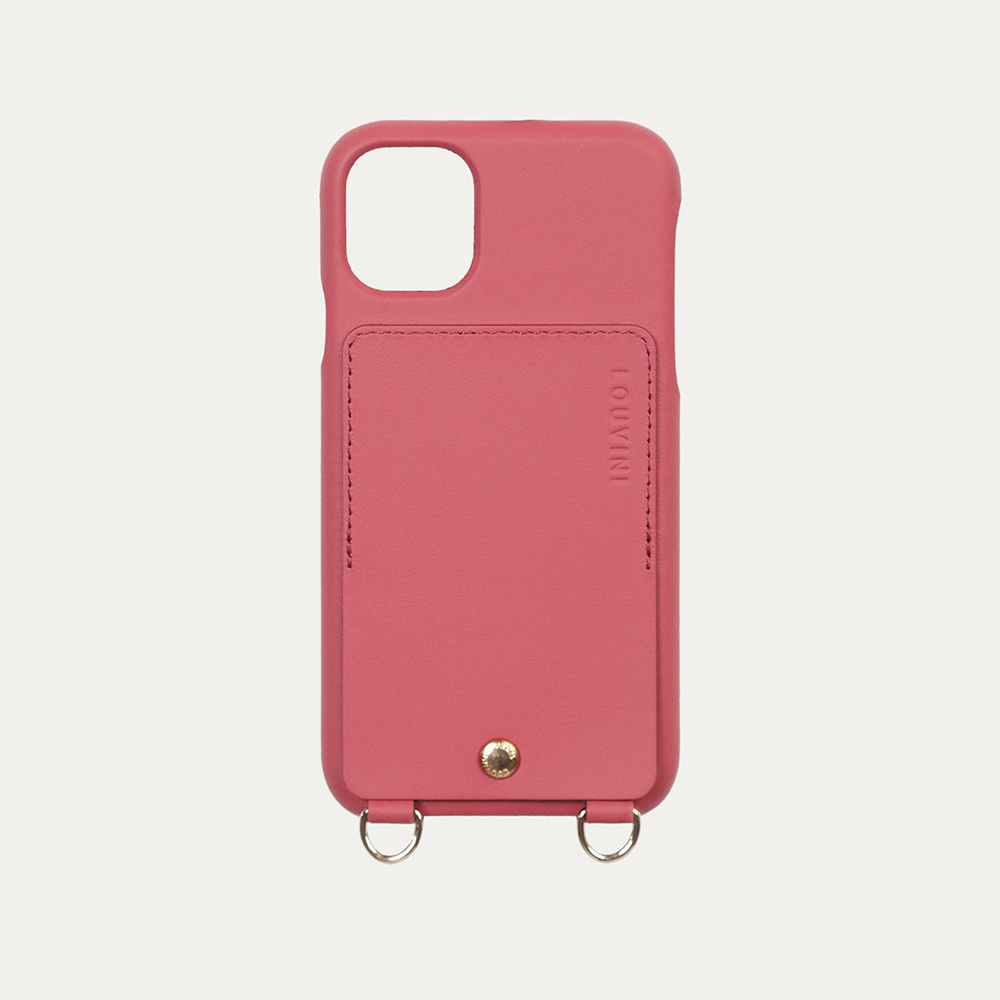 Coque iPhone cuir porte carte avec anneaux LOU - Blush (Personnalisable)