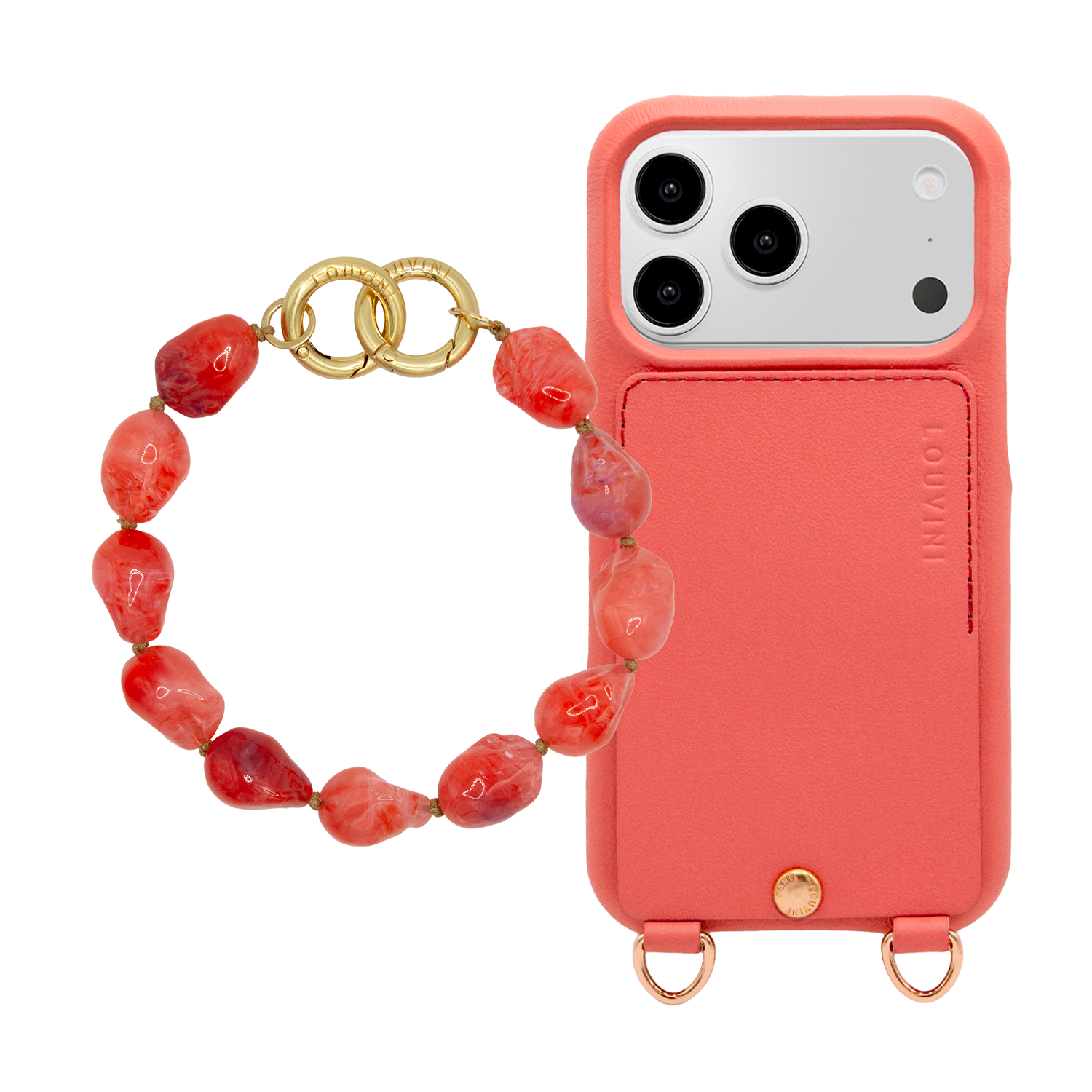 Coque iPhone LOU Blush & Bracelet PETIT ROMY Corail