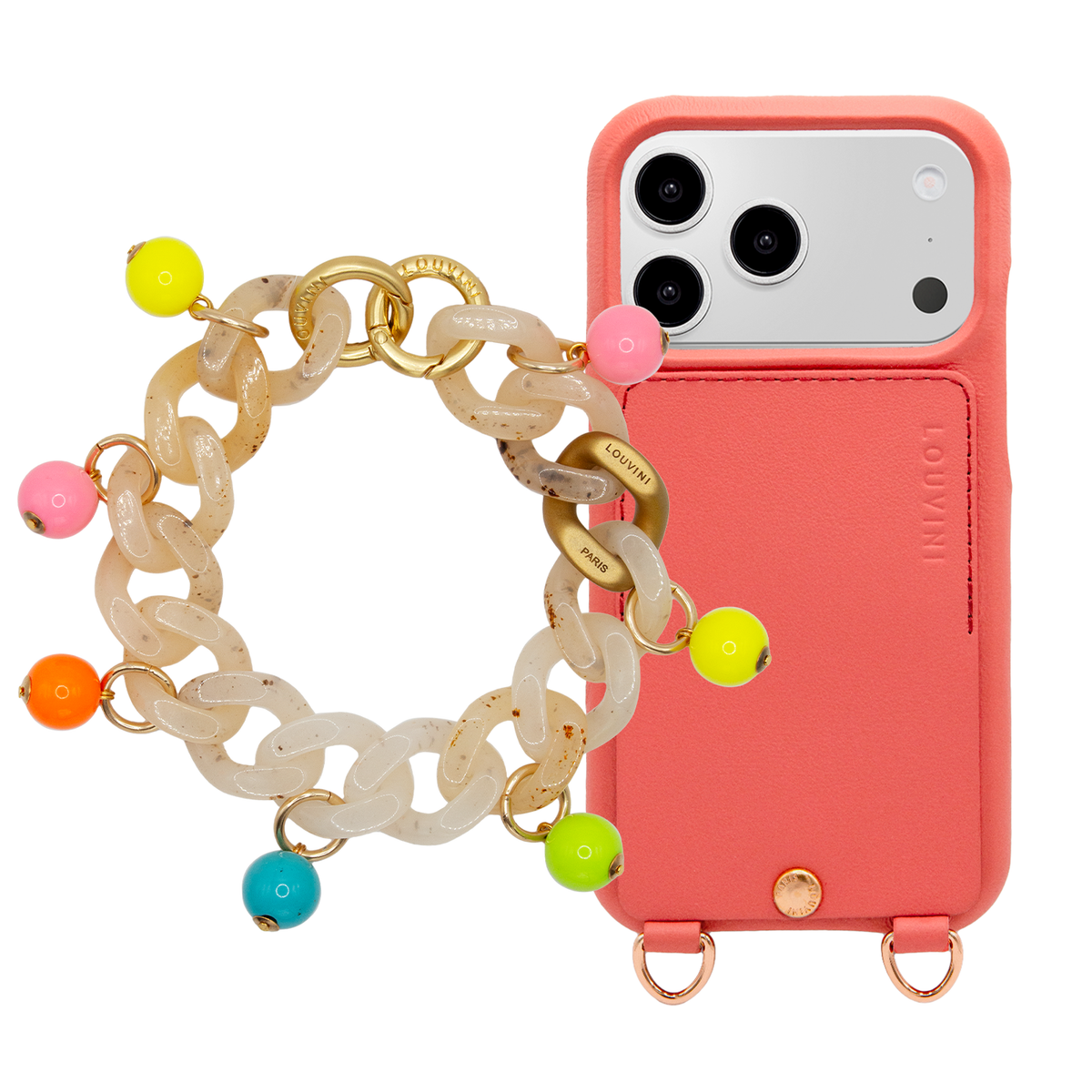 Coque iPhone LOU Blush & Bracelet PETIT ZOE CONFETTI Fluo