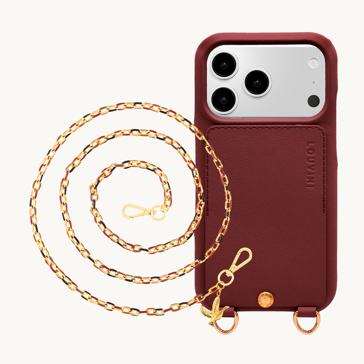 Coque iPhone LOU Bordeaux & Chaîne MIA Bordeaux-Noir