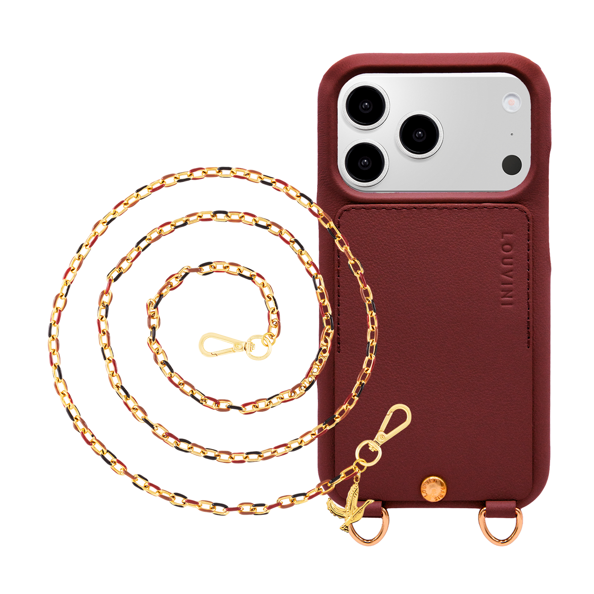 Coque iPhone LOU Bordeaux & Chaîne MIA Bordeaux-Noir