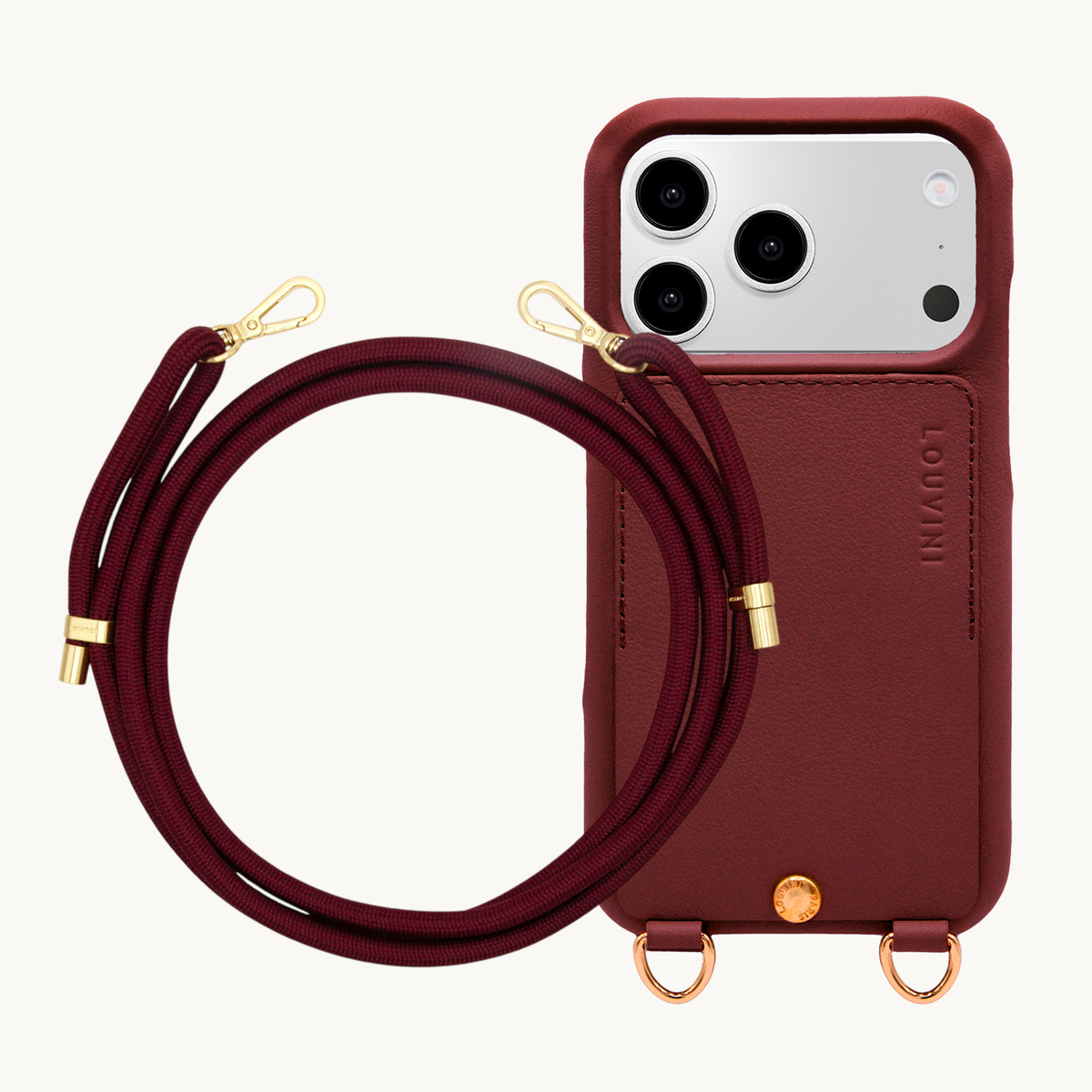 Coque iPhone LOU Bordeaux & Cordon TESSA Bordeaux