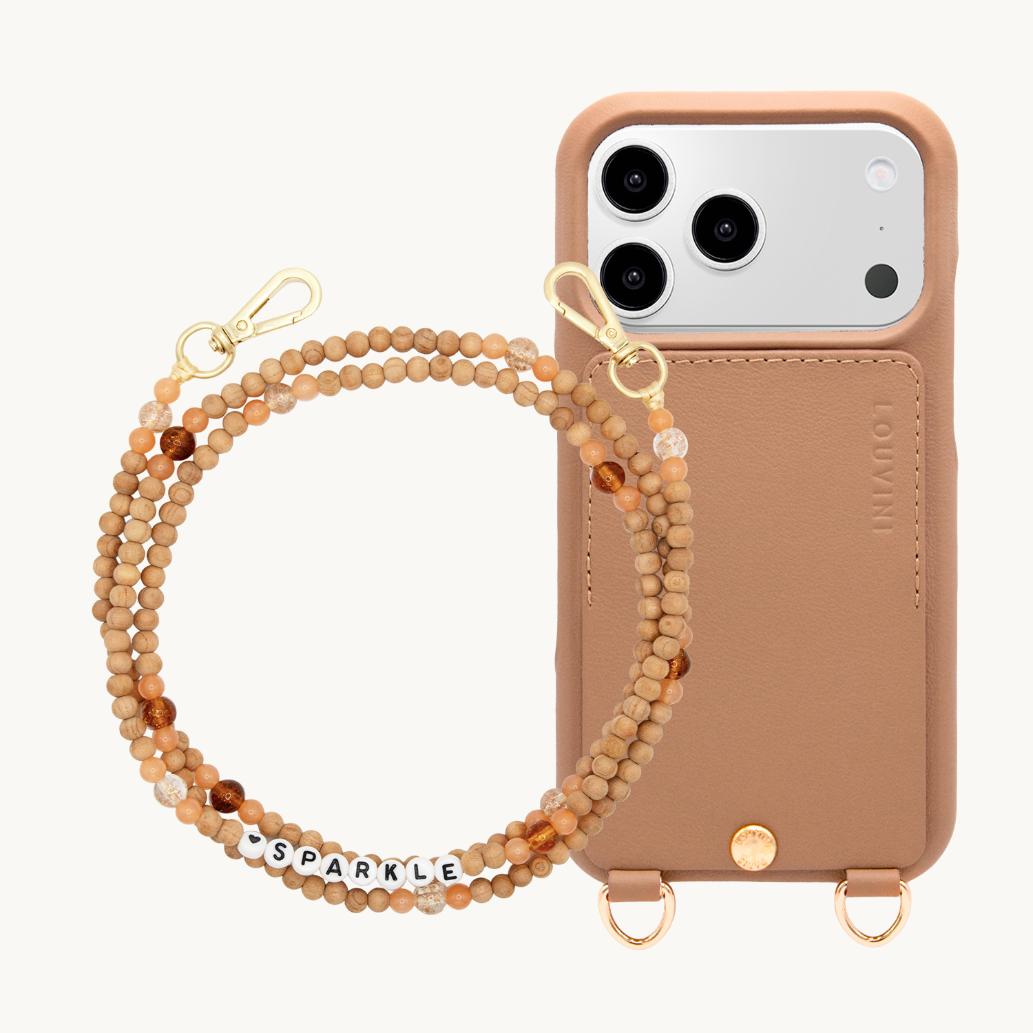 Coque iPhone LOU Camel & Chaîne ARIELLE Sparkle
