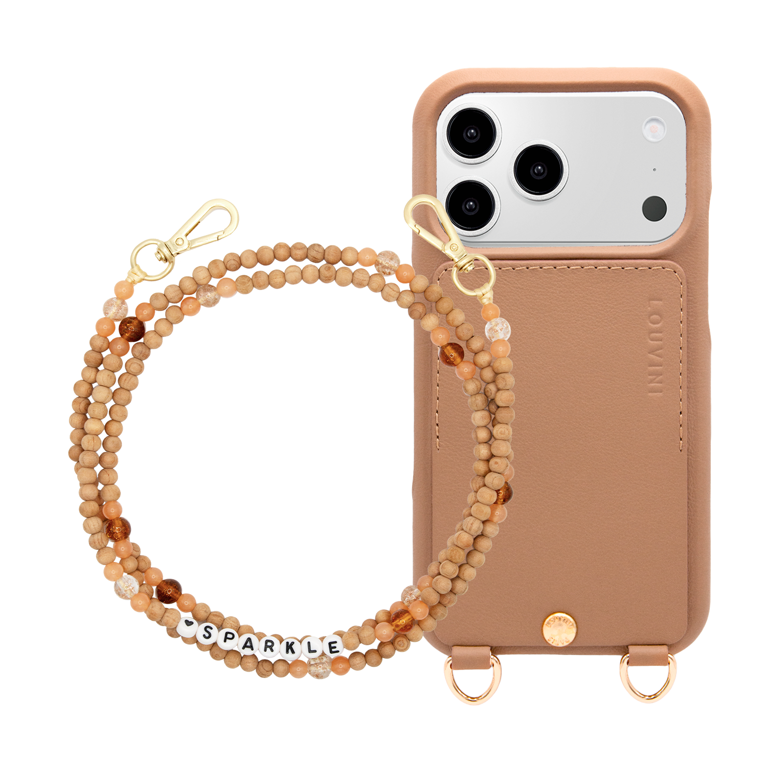Coque iPhone LOU Camel & Chaîne ARIELLE Sparkle
