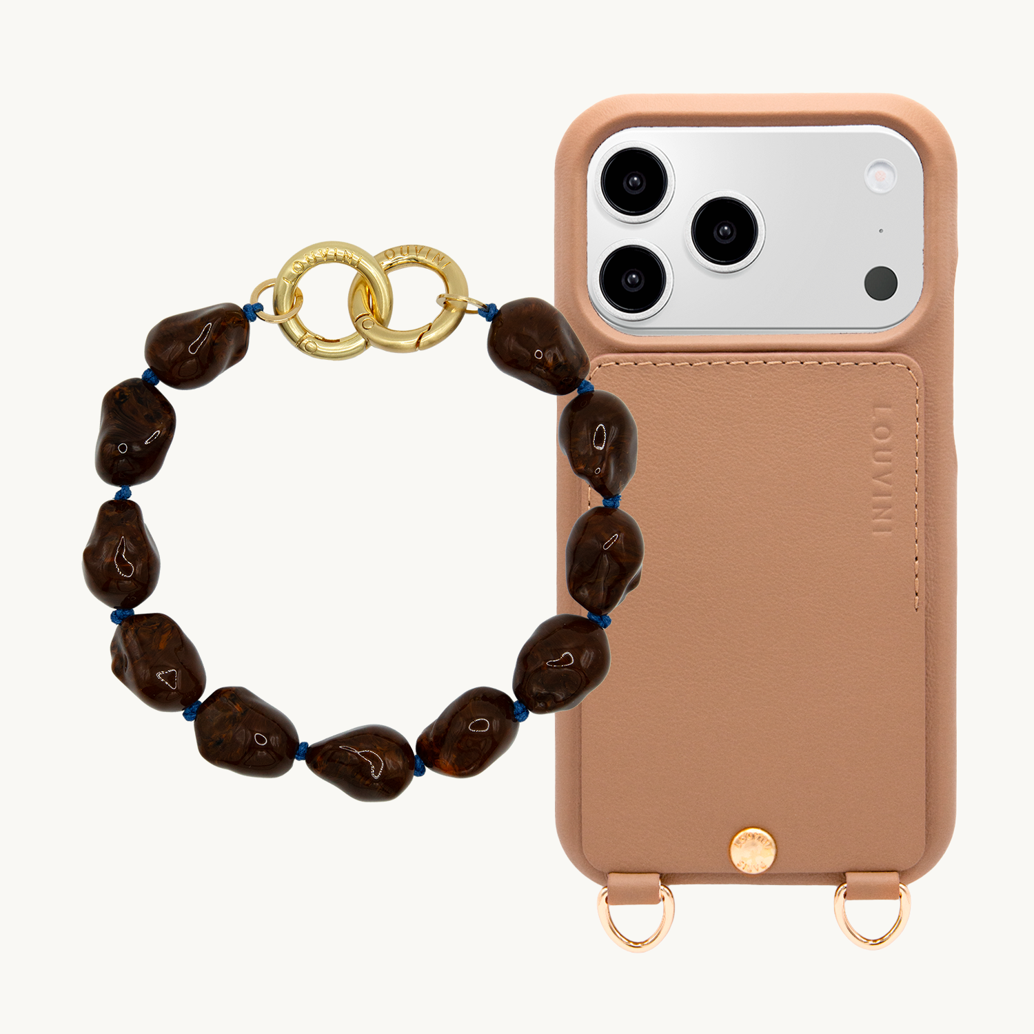 Coque Iphone LOU Camel & bracelet PETIT ROMY Marron