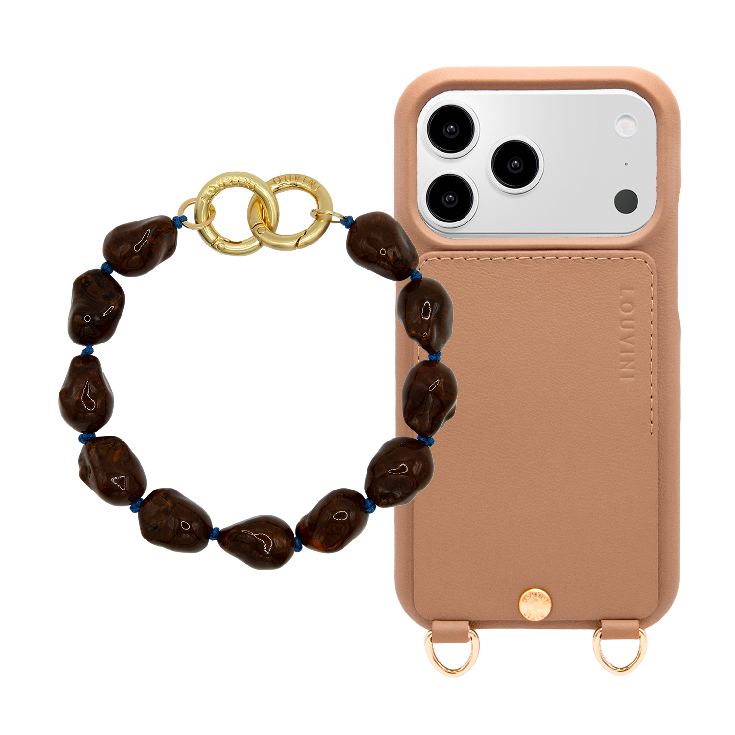 Coque Iphone LOU Camel & bracelet PETIT ROMY Marron