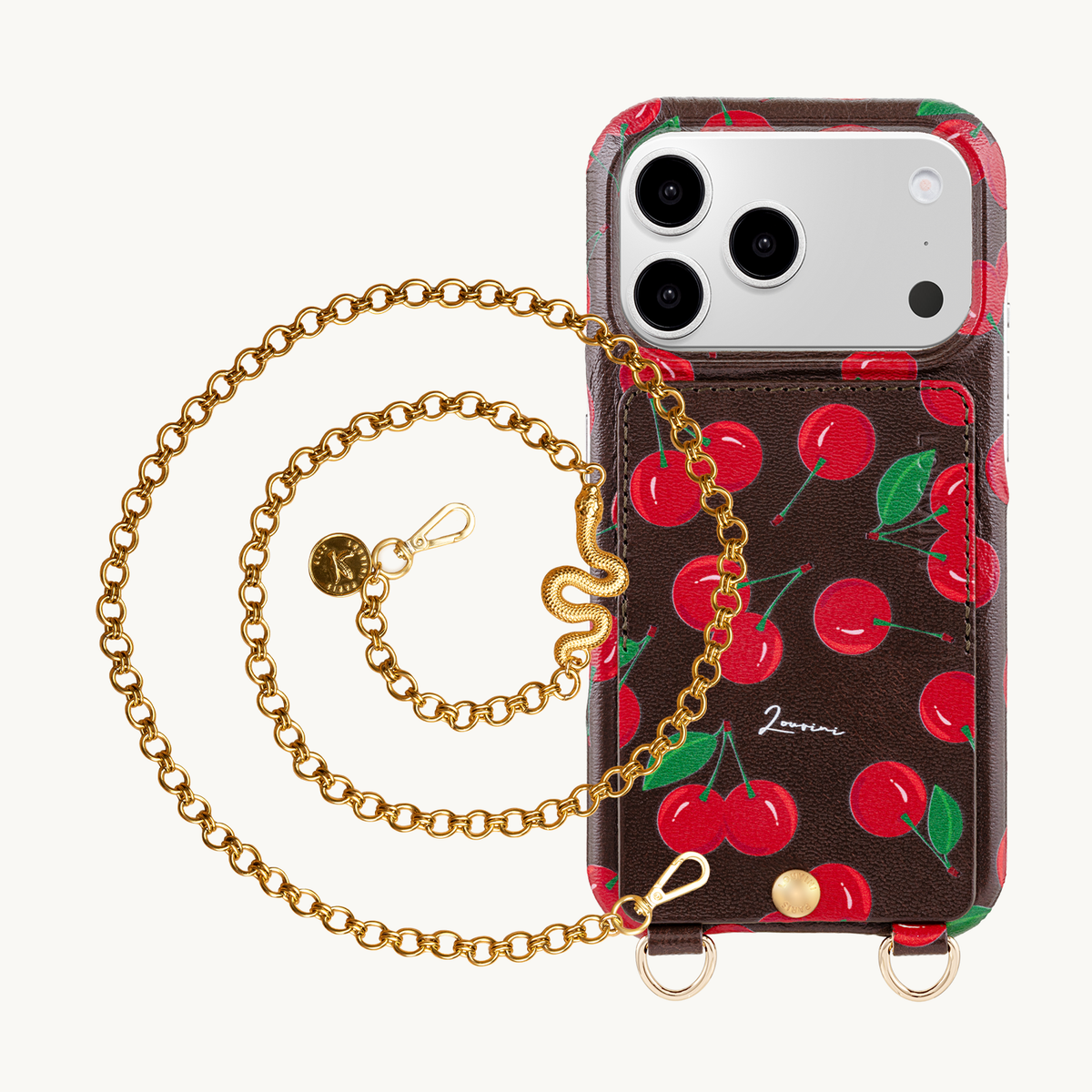 Coque iPhone LOU Cerises & Chaîne DALIA Serpent