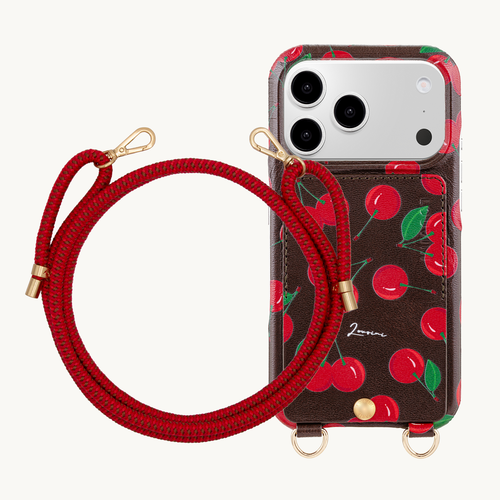 Coque iPhone LOU Cerises & Cordon TESSA Multicolore Rouge-Bordeaux