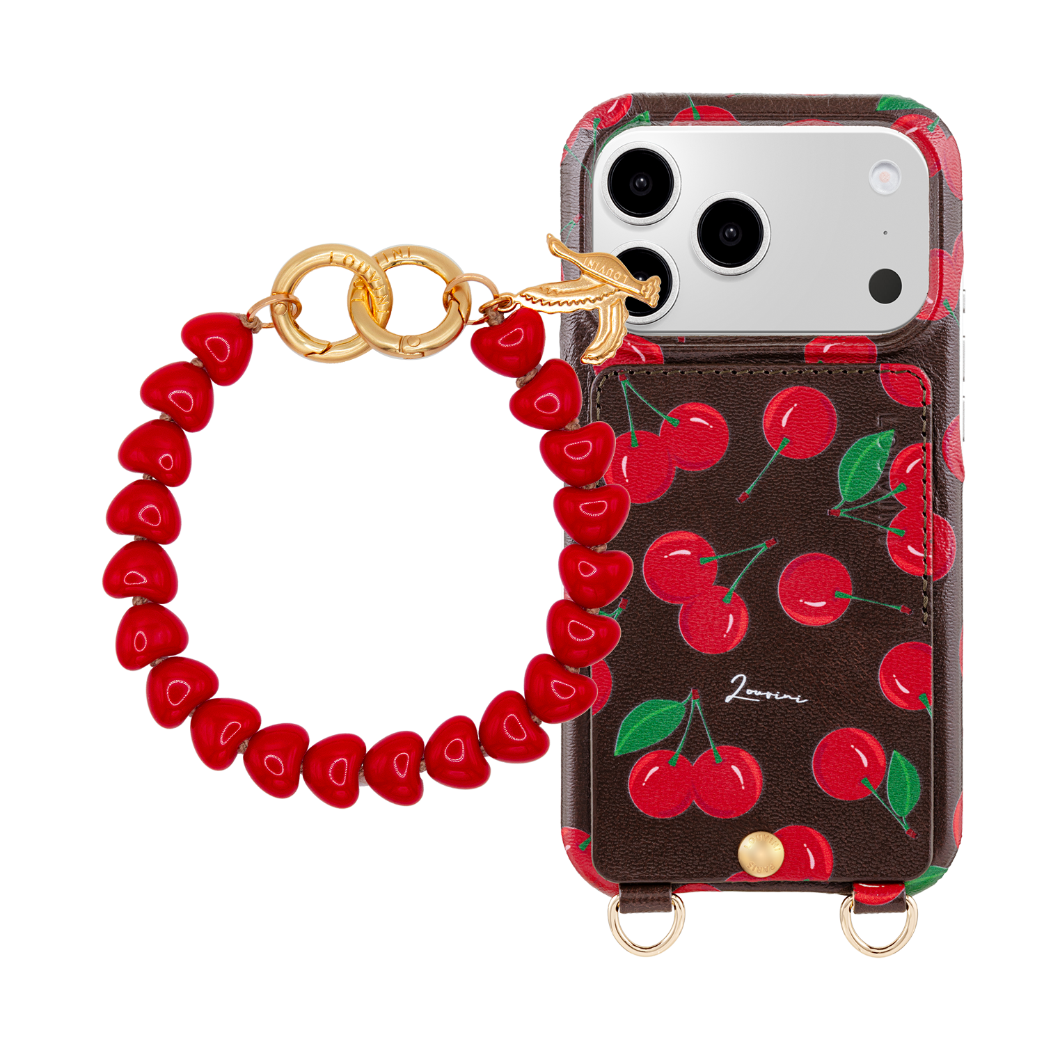Coque iPhone LOU Cerises & Bracelet TINY CUORE Rouge