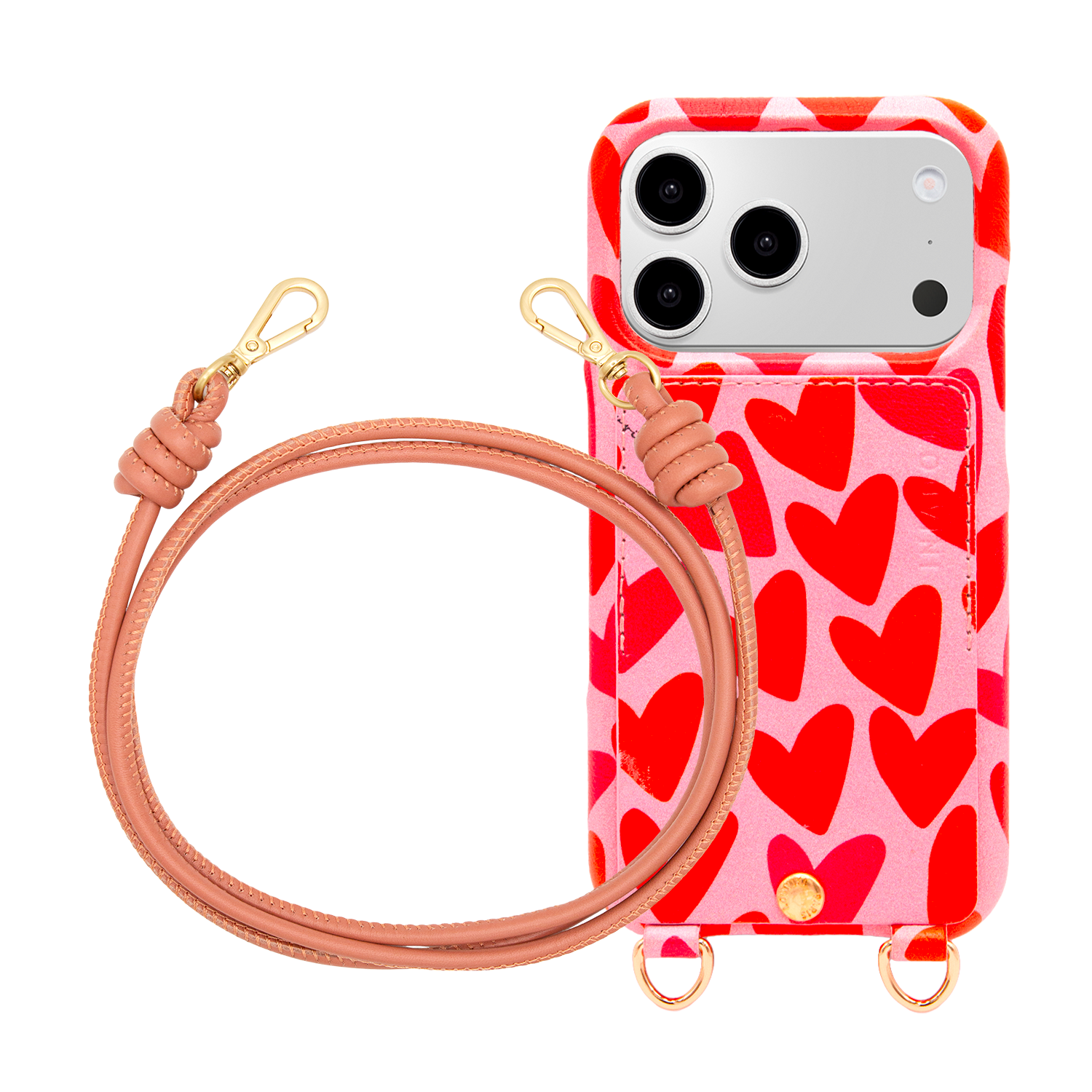 Coque iPhone LOU Coeurs & cordon KATE Vieux Rose