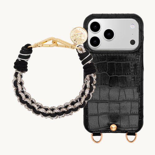 Coque iPhone LOU Crocodile Noir & Bracelet PETIT CLEO Noir