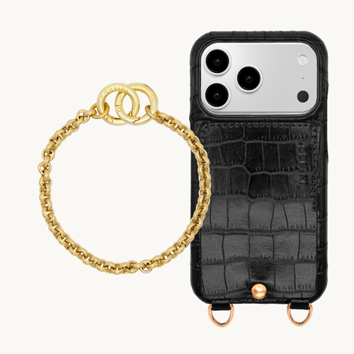Coque iPhone LOU Crocodile Noir & Bracelet PETIT SAVANA