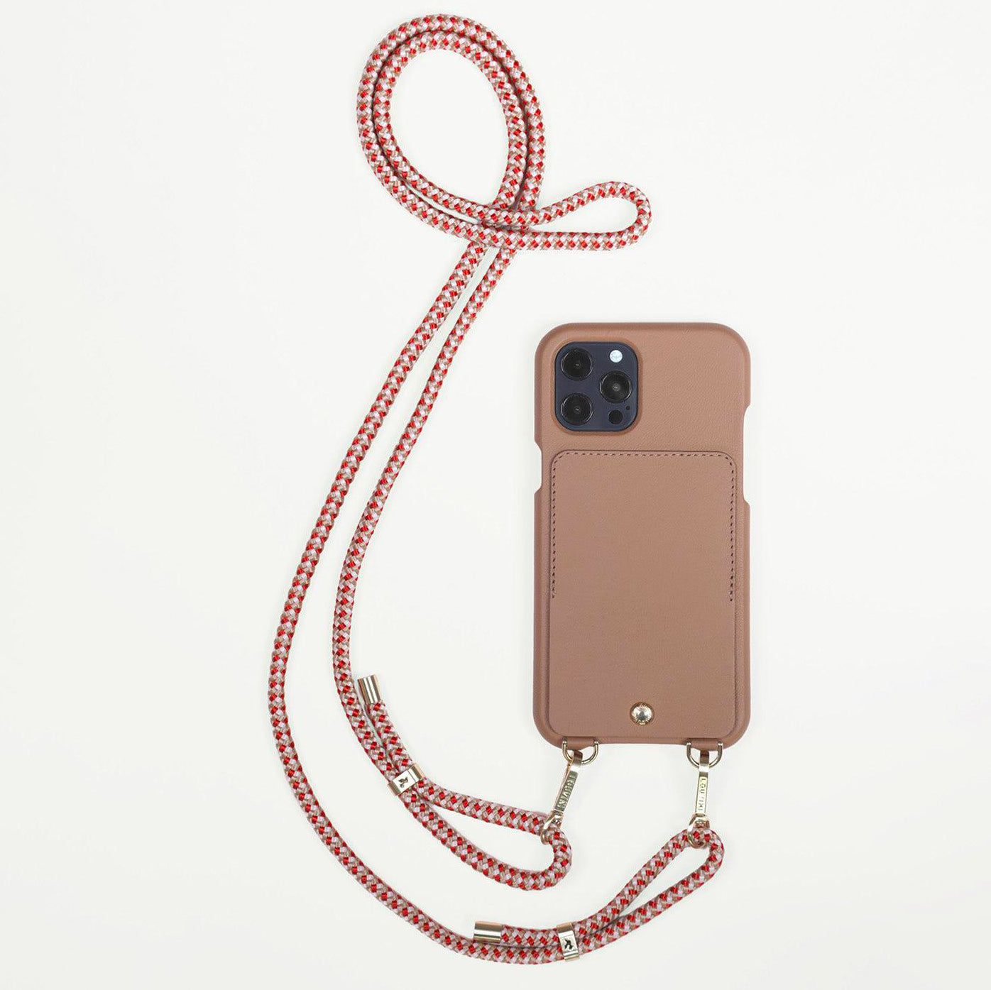 cordon telephone bandouliere multicolore rose rouge coque camel cuir