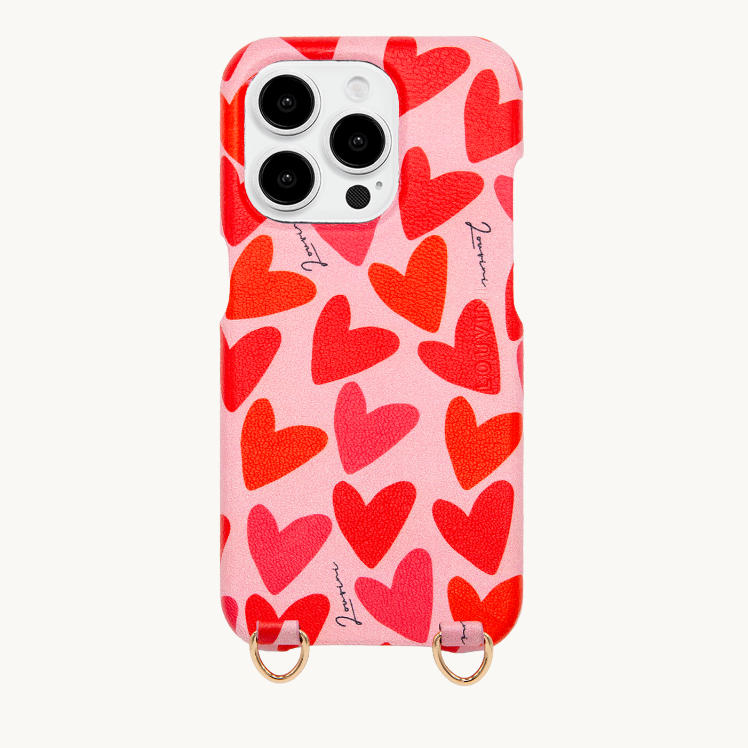 Coque iPhone LOU Coeurs & cordon TESSA Rose Poudré