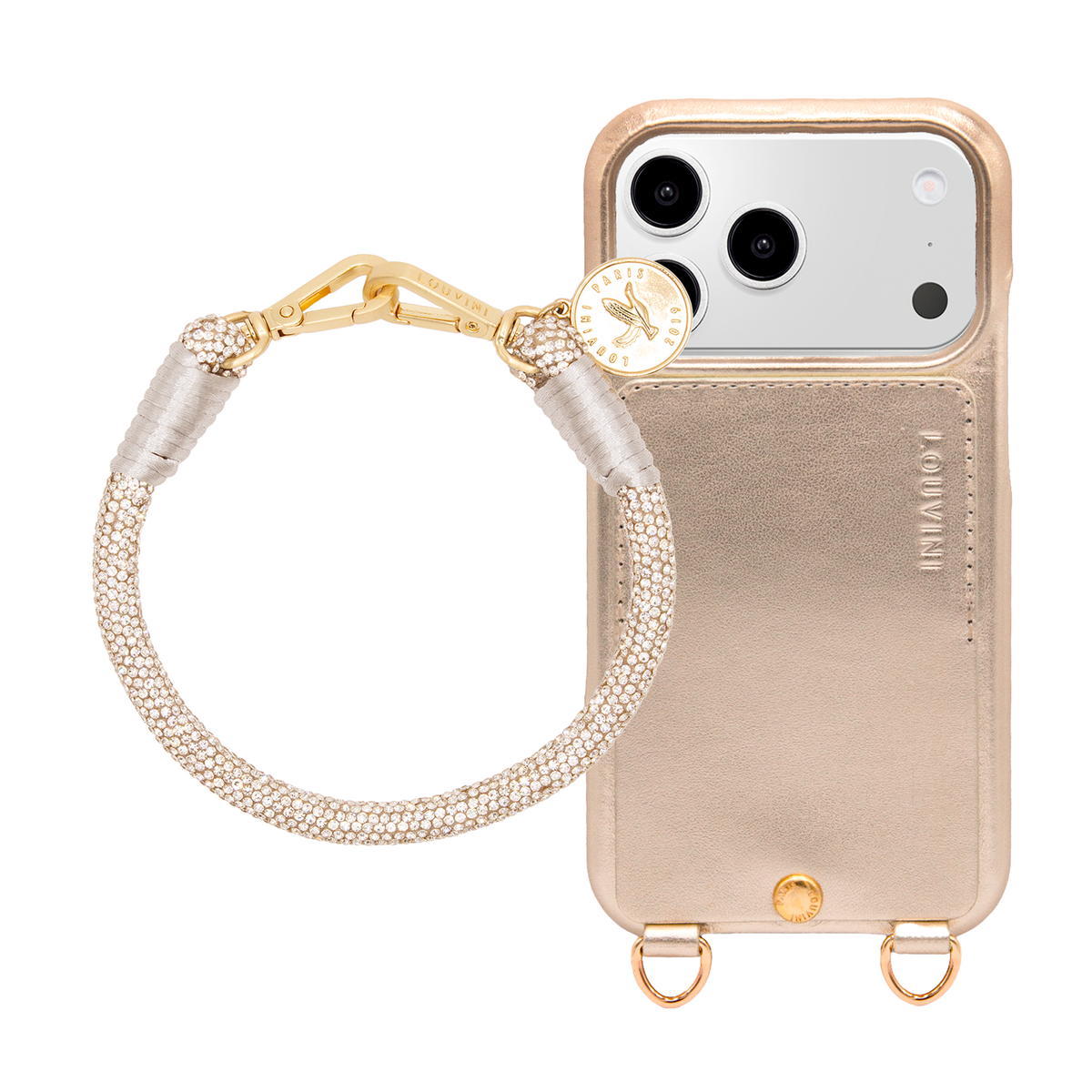 Coque iPhone LOU Doré Métallisé & Bracelet PETIT KELLY Doré
