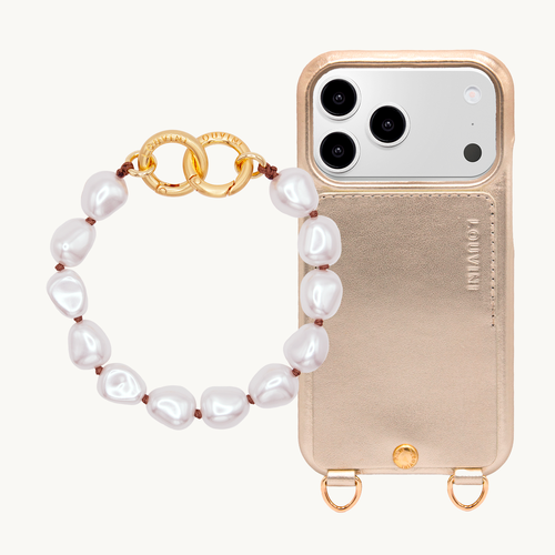 Coque iPhone LOU Doré Métallisé & Bracelet PETIT MINDY NAKED