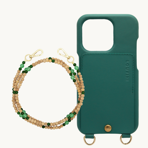 Etui iPhone Lou Émeraude & Bandoulière Arielle Vert