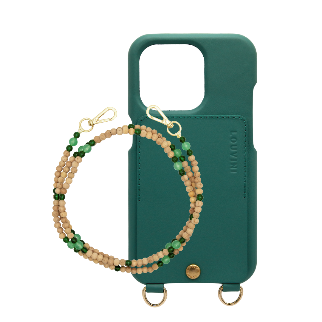 Etui iPhone Lou Émeraude & Bandoulière Arielle Vert