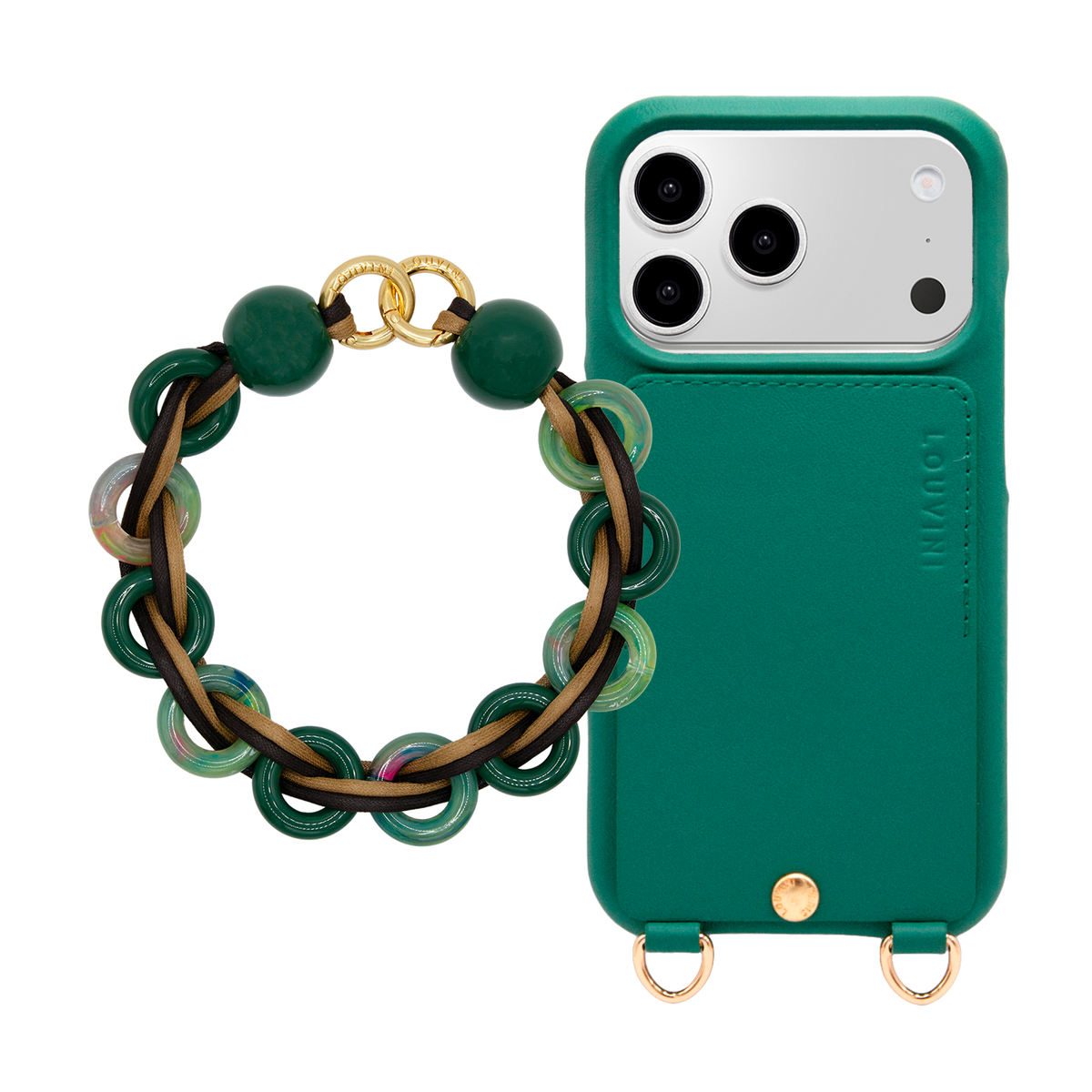 Coque iPhone LOU Émeraude & Bracelet DOLLY Vert-Jade