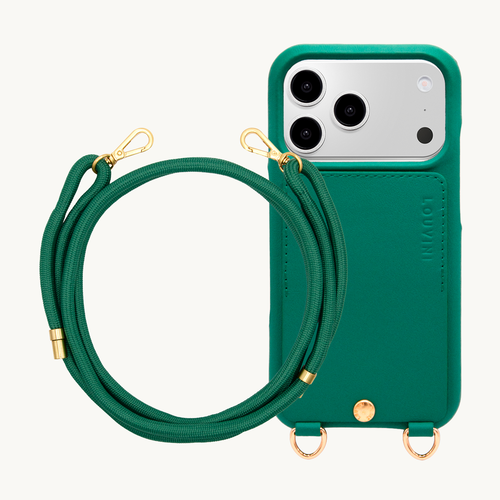 Coque iPhone LOU Émeraude & Cordon TESSA Émeraude