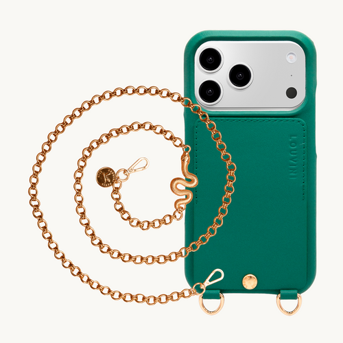 Coque iPhone LOU Émeraude & Chaîne DALIA Serpent