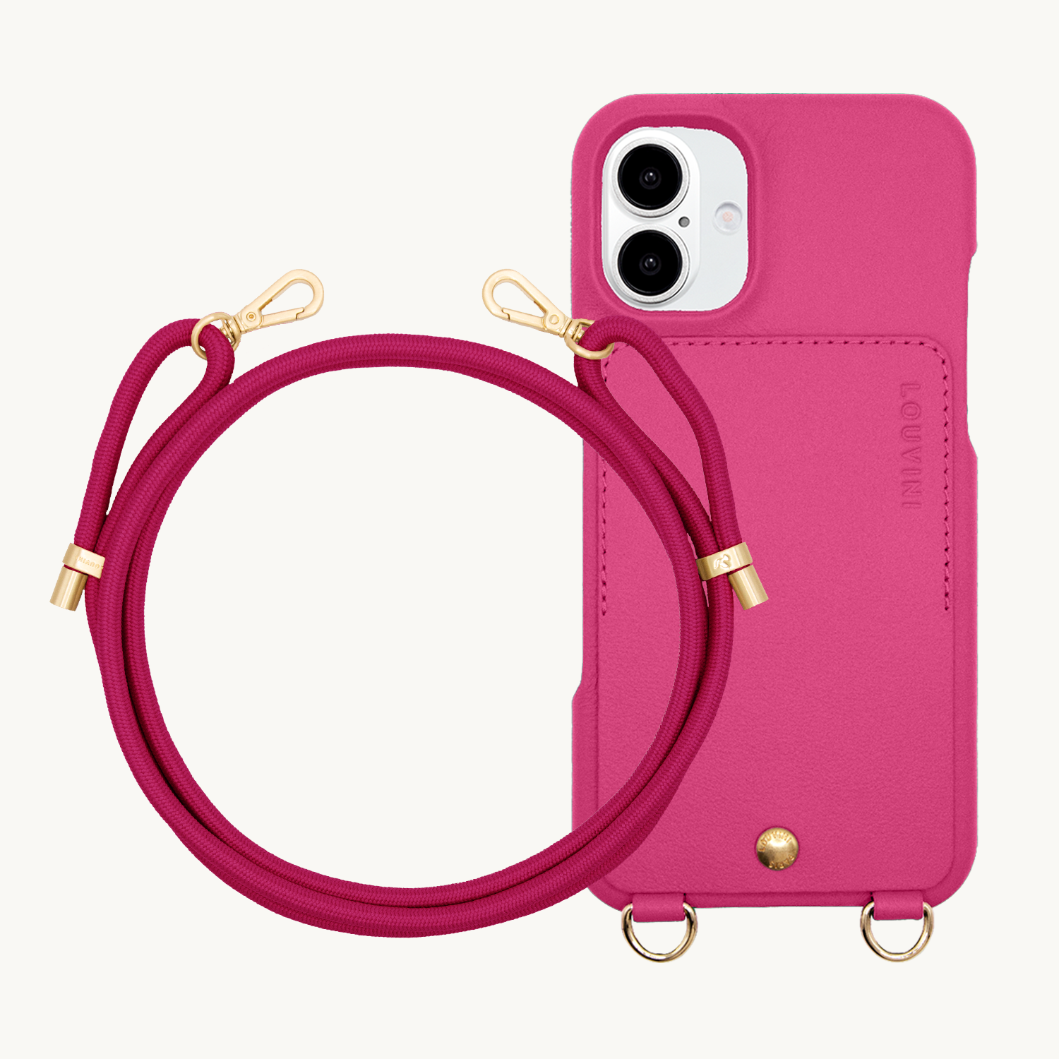 Coque iPhone LOU Fuchsia & Cordon TESSA Fuchsia