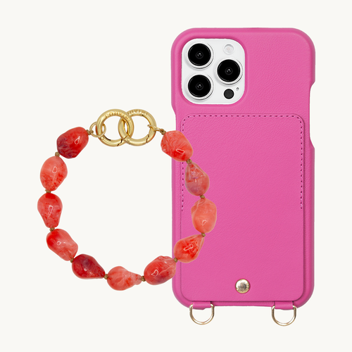 Coque iPhone LOU Fuchsia & Bracelet PETIT ROMY Corail
