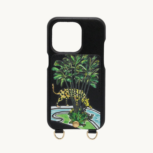 COQUE IPHONE CUIR PORTE CARTE AVEC ANNEAUX LOU x FILIPE JARDIM - NOIR