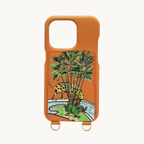 COQUE IPHONE CUIR PORTE CARTE AVEC ANNEAUX LOU x FILIPE JARDIM ORANGE