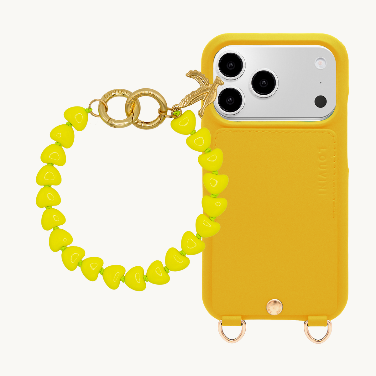 Coque iPhone LOU Jaune & Bracelet TINY CUORE Jaune Fluo