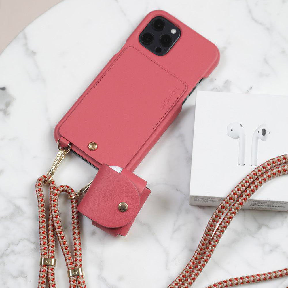 Étui pour AirPods blush en cuir