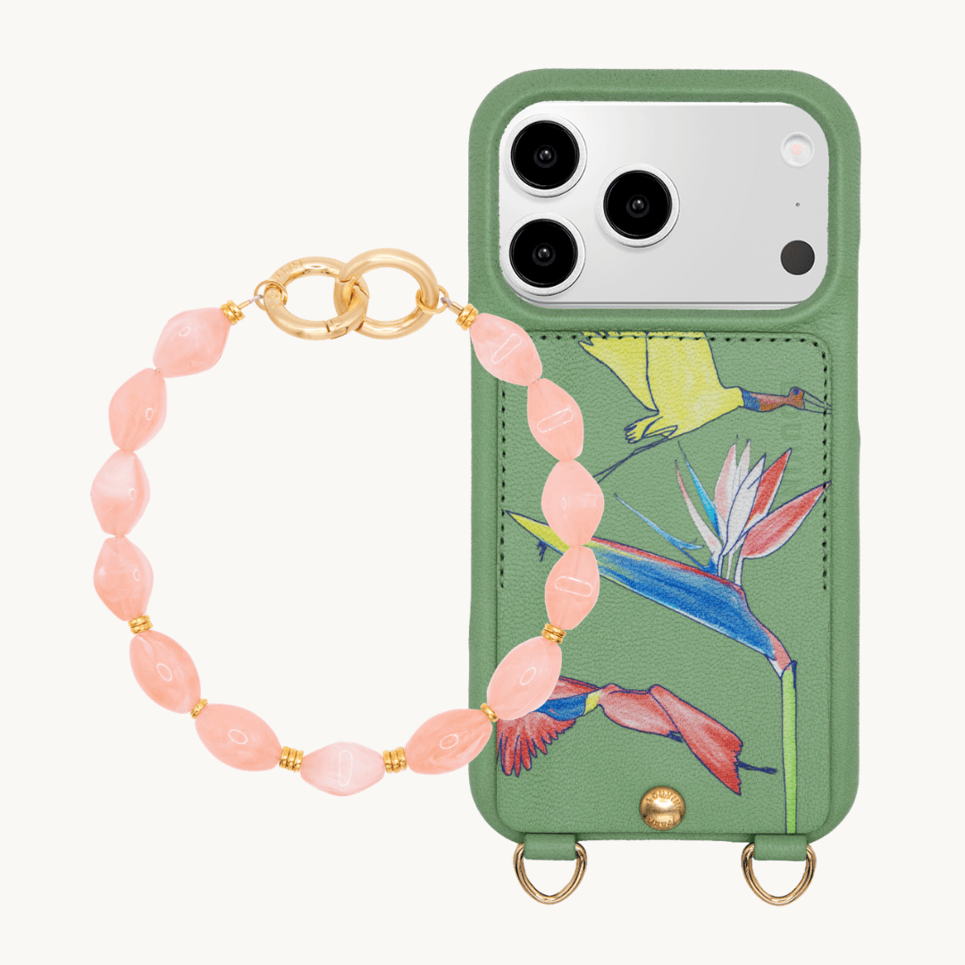 Coque iPhone LOU x FILIPE JARDIM Vert Clair & Bracelet PETIT RITA Corail