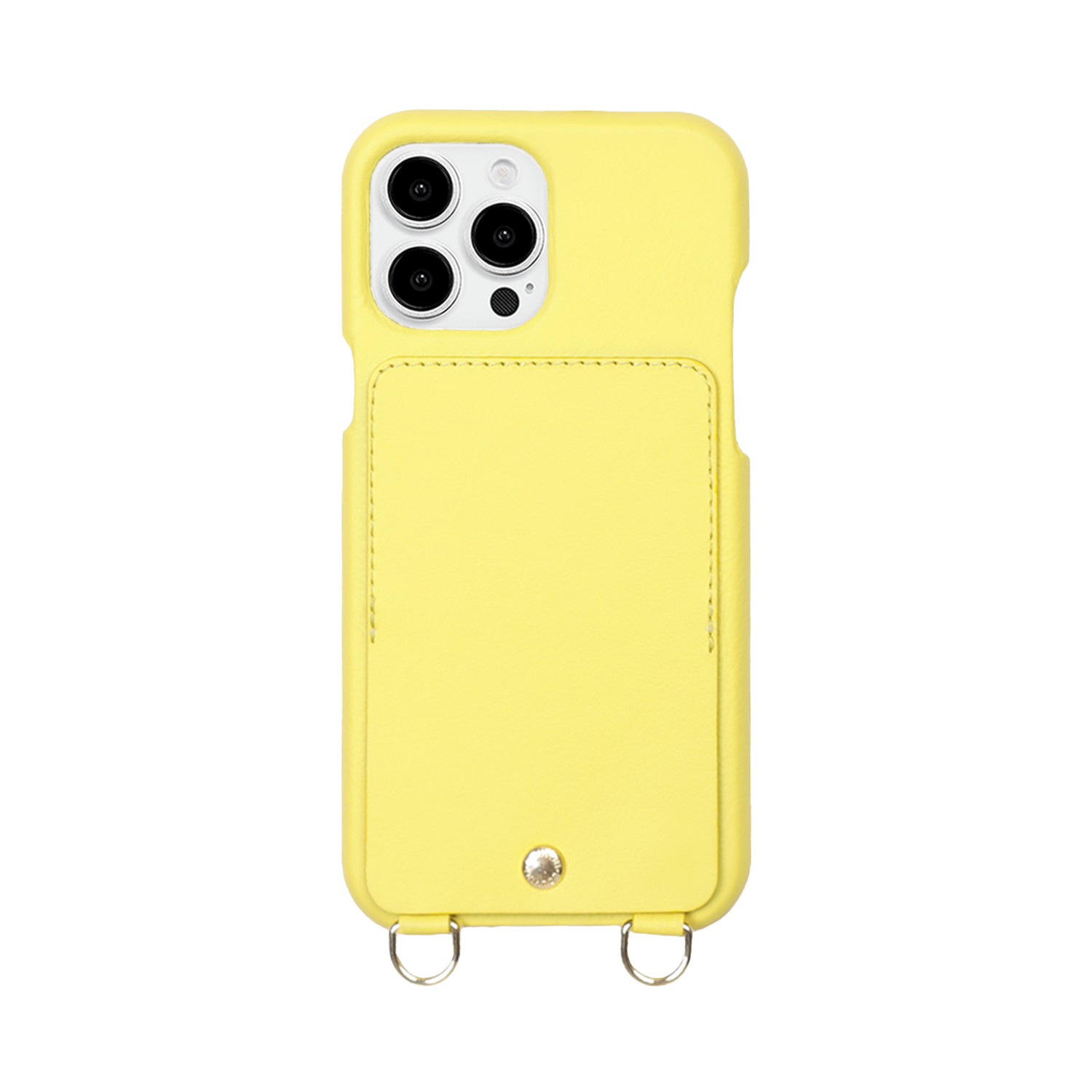 Coque iPhone cuir porte carte avec anneaux LOU - Jaune