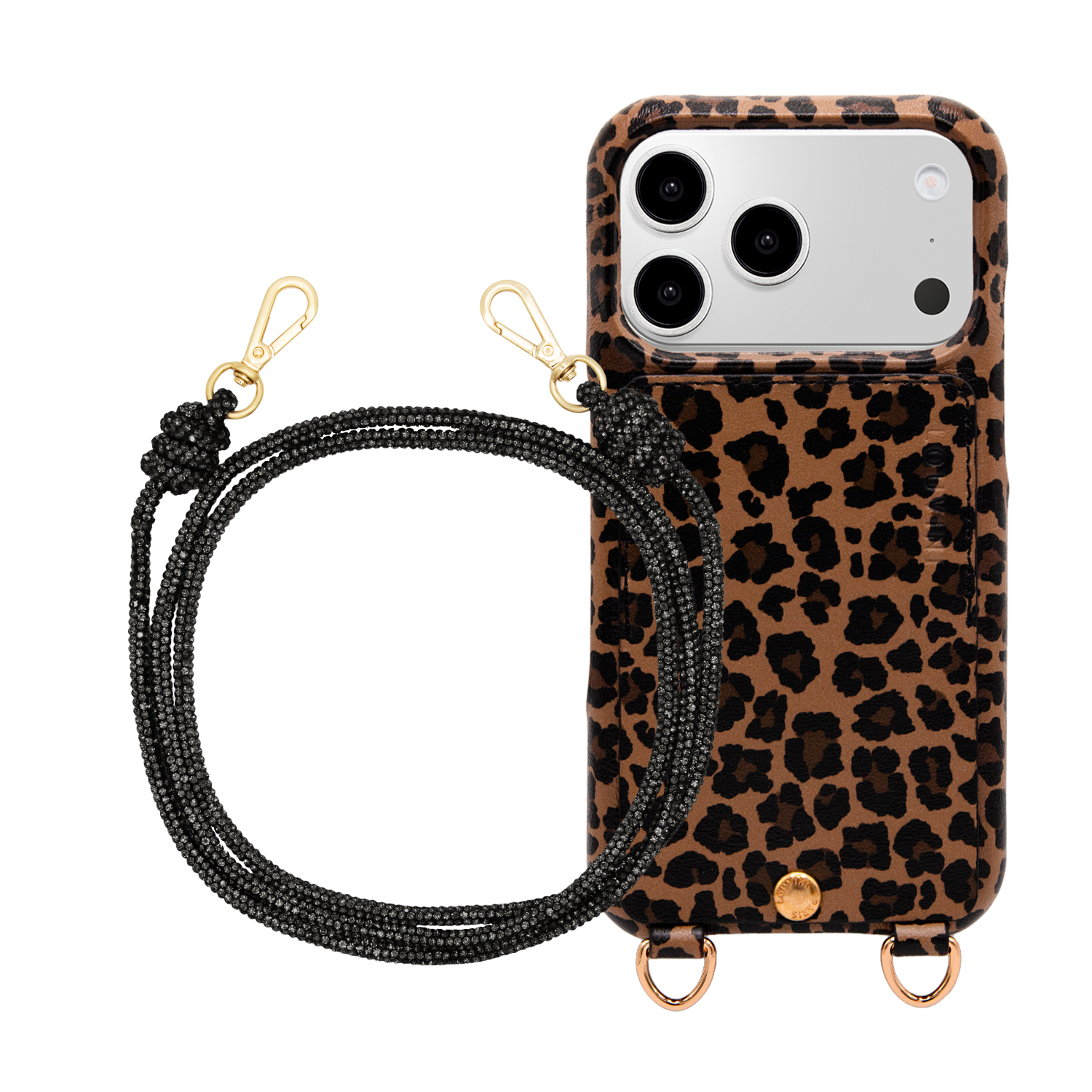 Coque iPhone LOU Léopard & Cordon KIM Noir