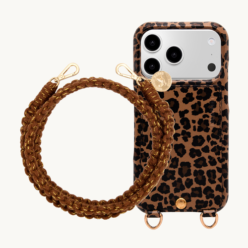 Coque iPhone LOU Léopard & Cordon PALMA Marron