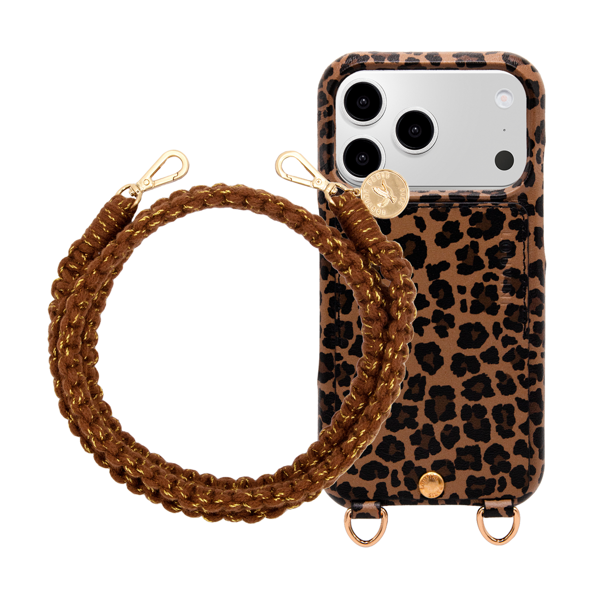 Coque iPhone LOU Léopard & Cordon PALMA Marron