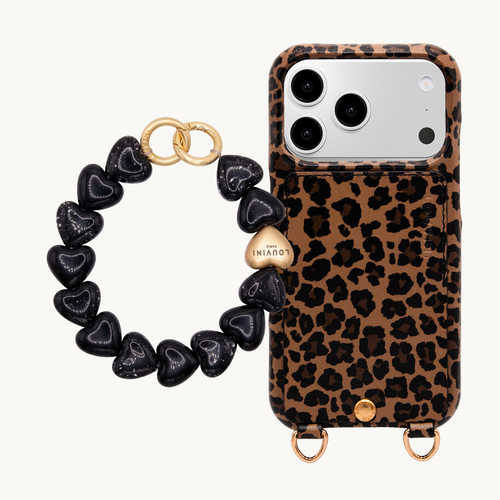 Coque iPhone LOU Léopard & Bracelet PETIT CUORE Noir