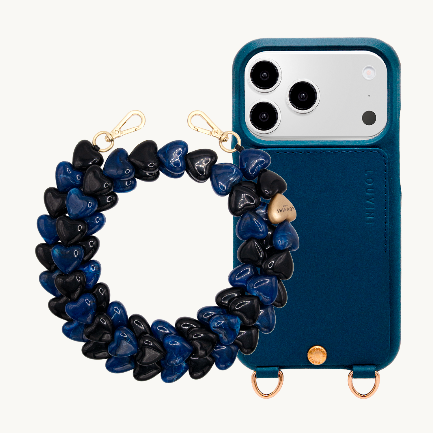 Coque iPhone LOU Marine & Chaîne CUORE Noir-Marine