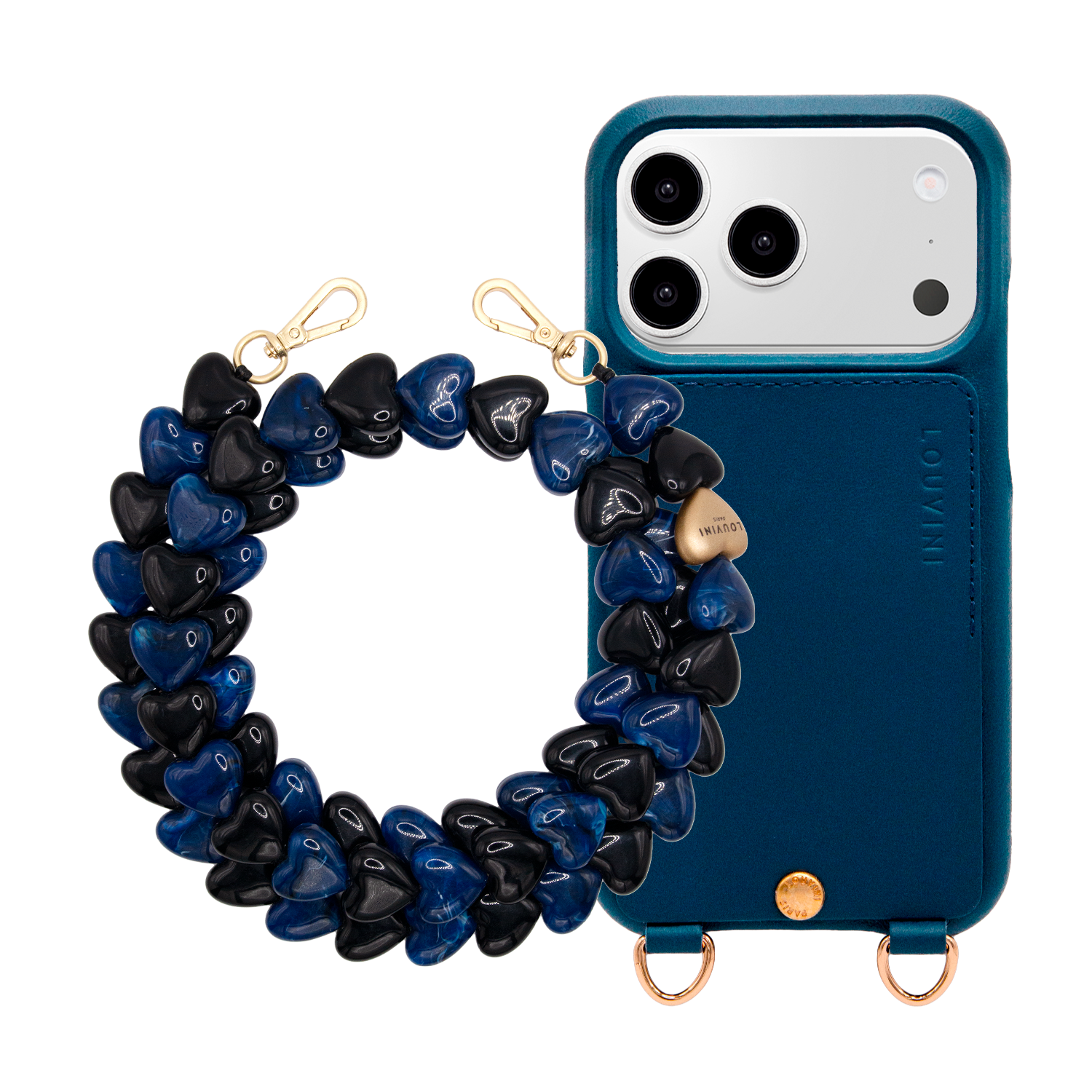 Coque iPhone LOU Marine & Chaîne CUORE Noir-Marine